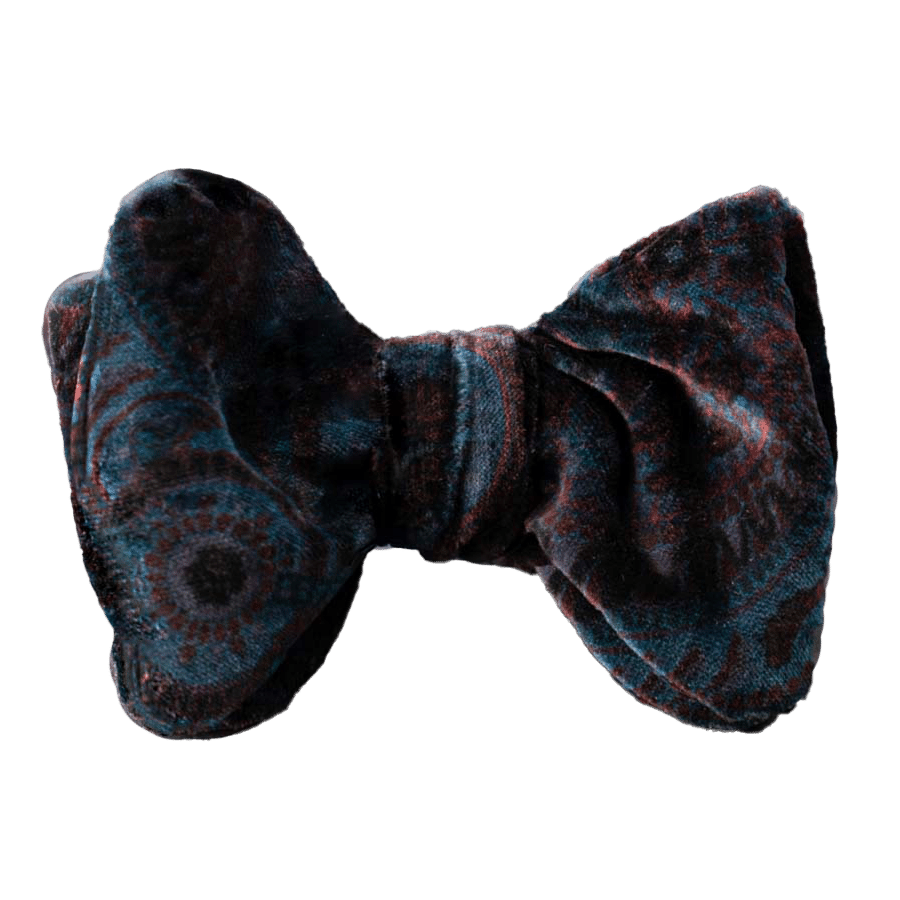 Donizetti | Men's self-tie bow tie in blue Scabal paisley velvet